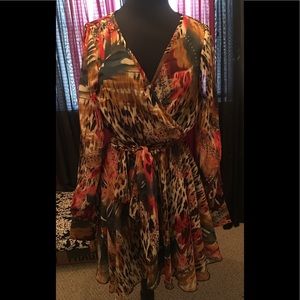 Super cute faux wrap dress - slit sleeves